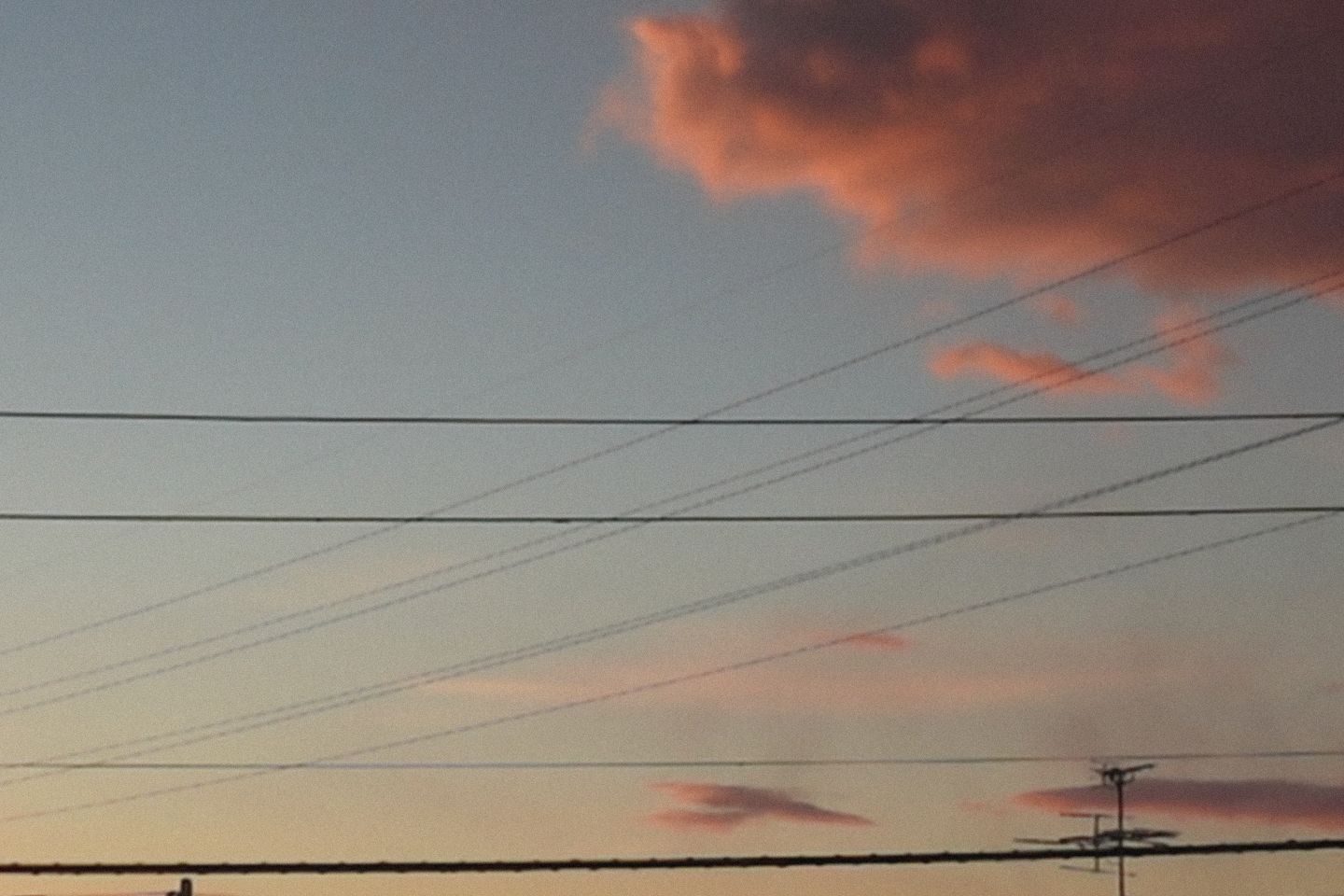 朝焼けの空と電線